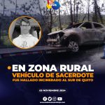 Vehículo de sacerdote fue encontrado en Quito