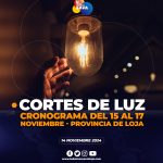 Cortes de Luz, cronograma del 15 al 17 de noviembre