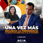 Noboa encarga por tercera ocasión la presidencia a Cynthia Gellibert