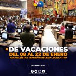 Asambleístas tendrán receso legislativo en enero 2025.