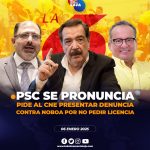 PSC pide al CNE presentar denuncia contra Noboa