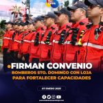 Firman convenio entre Cuerpos de Bomberos de Sto. Domingo y Loja.