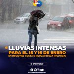 INAMHI prevé lluvias intensas en Costa y Sierra